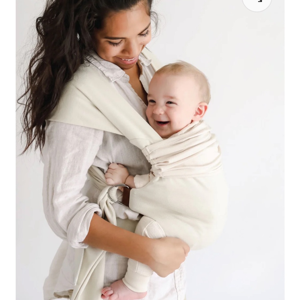 Neutral Cream Baby Ring Sling Carrier - Soft Infant Wrap